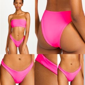 Strapless Bandeau Bikini Set in Hot Pink